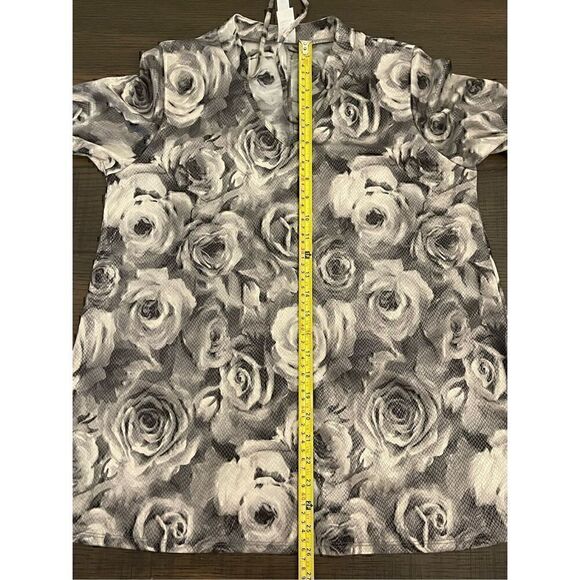 Honeyme GABBY FLORAL PRINT 3/4 SLEEVE TOP - CHARCOAL GREY - Picture 7 of 9